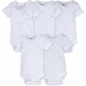 Baby 5-Pack Bodysuits Short-Sleeve Daywear Neutral Unisex Solid White, 3-6 Month
